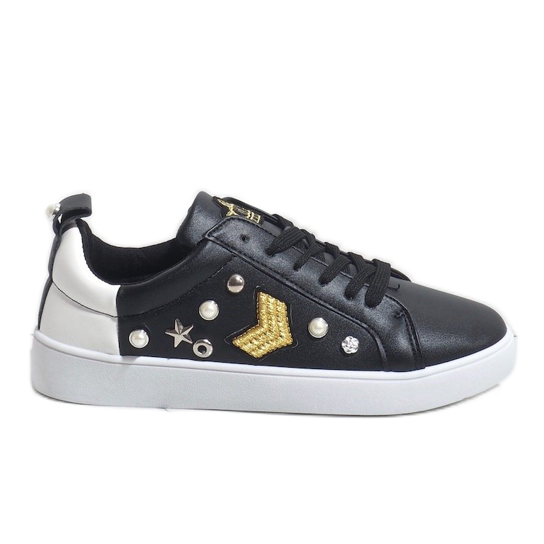 Sneakers nere riccamente decorate 856-Y nero