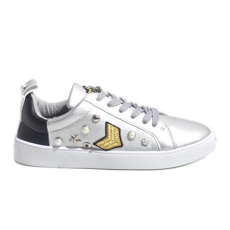Sneakers argento 856-Y riccamente decorate nero grigio