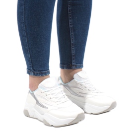 Sneakers sportive bianche SX001-6 bianco blu
