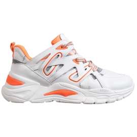 Small Swan Comode scarpe da ginnastica in ecopelle bianca arancia