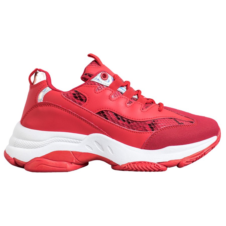 SHELOVET Sneakers con plateau con stampa serpente rosso