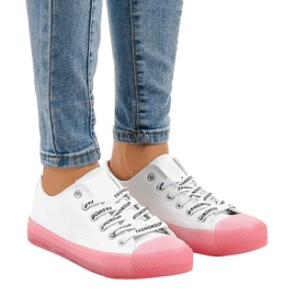 Sneakers bianche con suola rosa LTD205-2 bianco