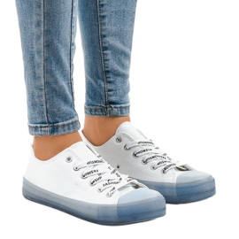 Sneakers bianche con suola blu LTD205-1 bianco
