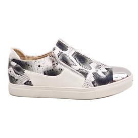 Sneakers bianche stile serpente Q48-41 bianca multicolore
