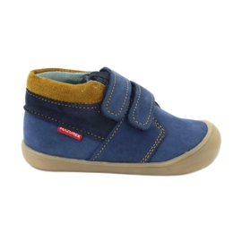 Scarpe da ragazzo con velcro Mazurek 1355 blu scuro marina giallo