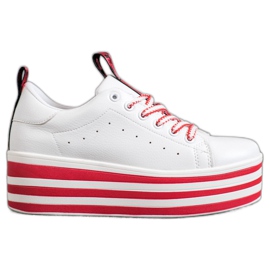 SHELOVET Scarpe Da Ginnastica Su Una Piattaforma A Righe bianco rosso
