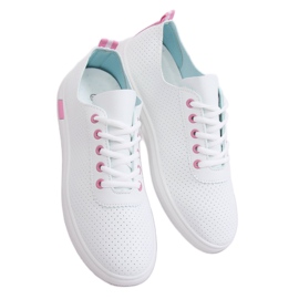 Sneakers stringate bianche e rosa BB77 Fushia bianca