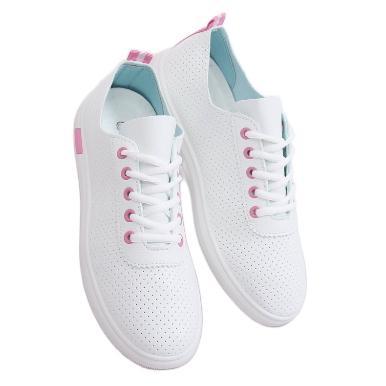 Sneakers stringate bianche e rosa BB77 Fushia bianca