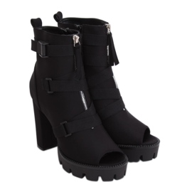 Stivali open toe su piattaforma nera NS123P Black nero