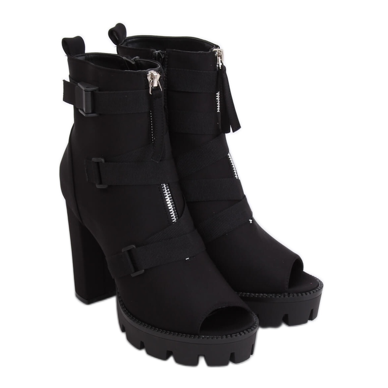 Stivali open toe su piattaforma nera NS123P Black nero