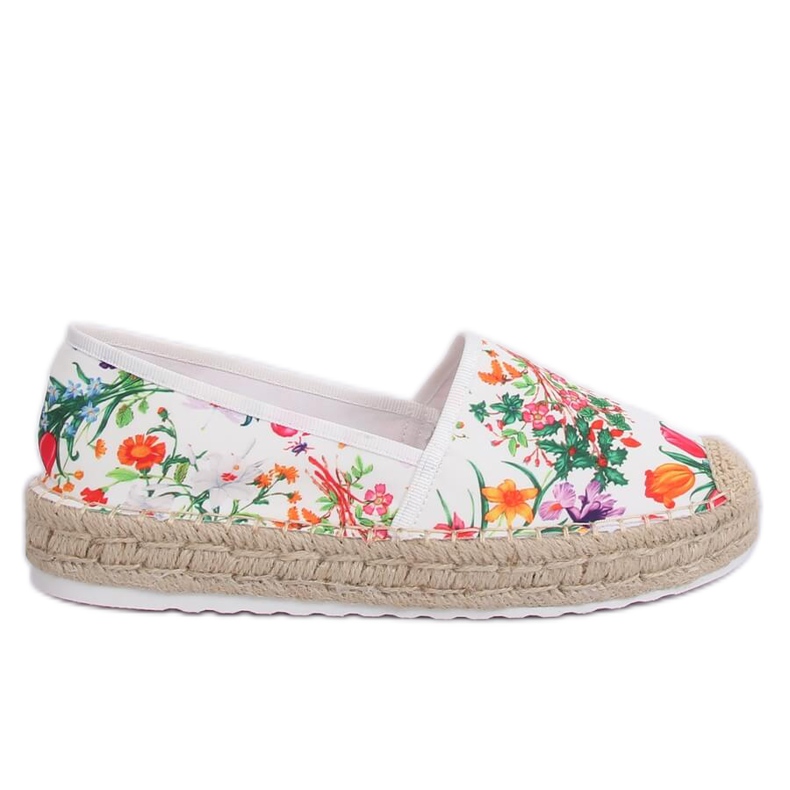 Espadrillas da donna floreali JH91P Bianco multicolore