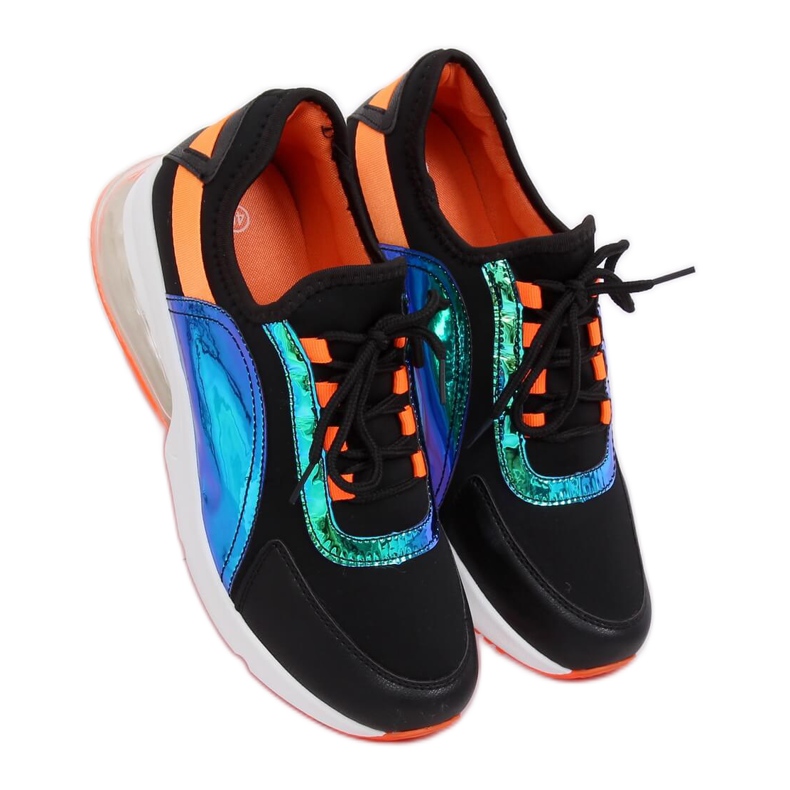 Scarpe sportive da donna nere F-3336 BLACK/ORANGE nero multicolore