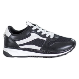 SHELOVET Scarpe nere legate bianco nero