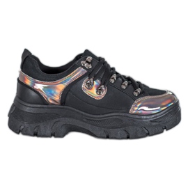 Weide Scarpe nere con effetto olografico nero