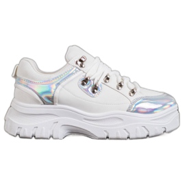 Weide Scarpe bianche con effetto olografico bianca