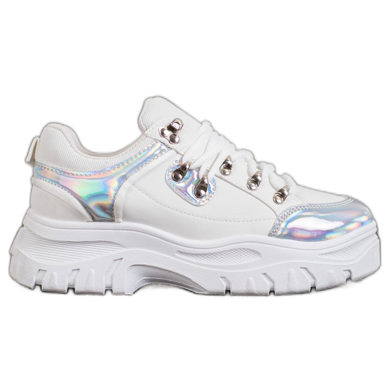 Weide Scarpe bianche con effetto olografico bianca