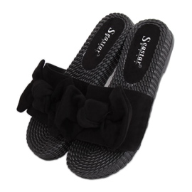 Pantofole da donna nere con fiocco YQ225P Black nero