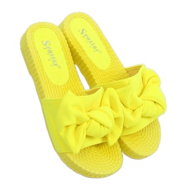 Pantofole da donna gialle con fiocco YQ225P Fluoresceina giallo
