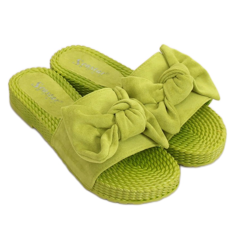 Pantofole da donna verdi con fiocco YQ225P Green verde