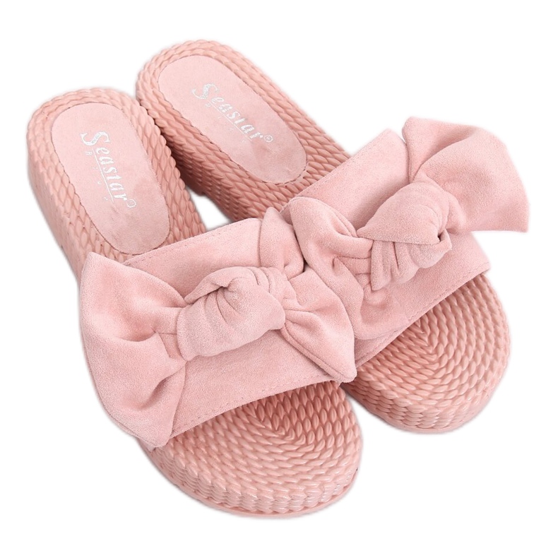 Pantofole da donna rosa con fiocco YQ225P Pink