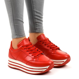 Scarpe sportive da donna alla moda rosse 230-4 rosso