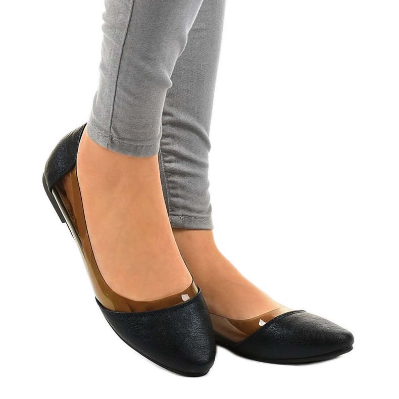 Ballerine nere trasparenti B01-1A nero