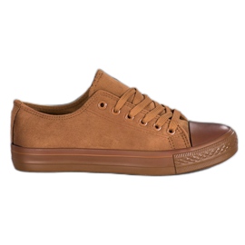 SHELOVET Sneakers in pelle scamosciata marrone