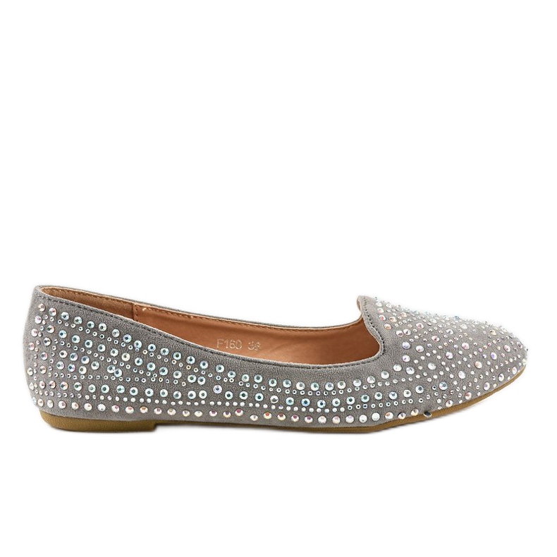 Mocassini ballerine grigie decorate con F160 grigio