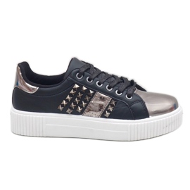 Sneakers nere riccamente decorate con borchie R213 nero