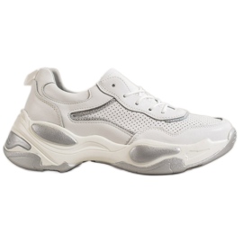 Goodin Scarpe da ginnastica in pelle bianco multicolore