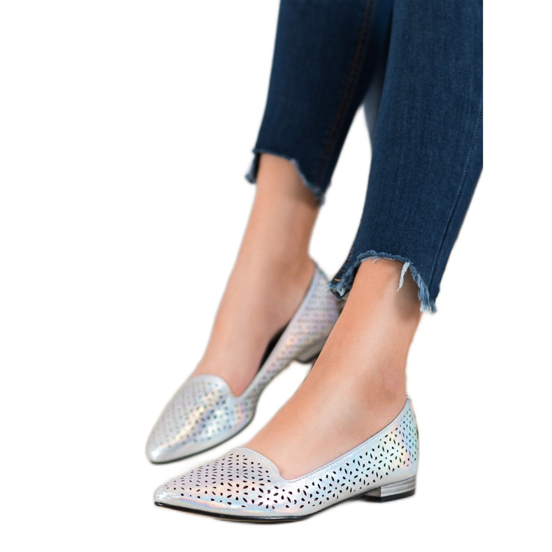 Goodin Ballerine con effetto olografico grigio