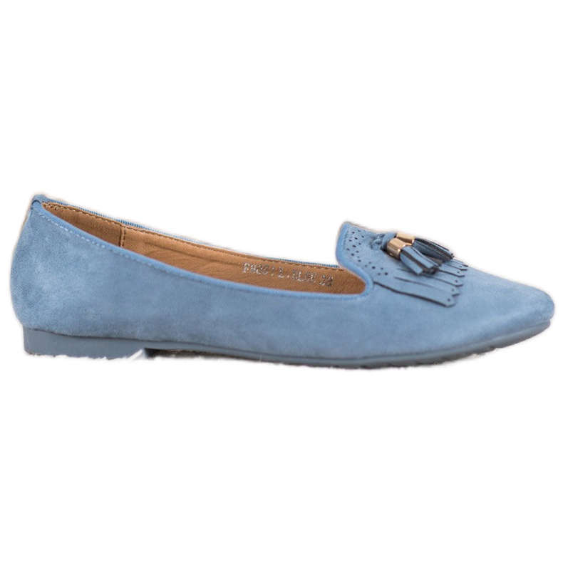 Fama Signori in pelle scamosciata con frange blu