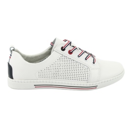 Scarpe sneakers in pelle FILIPPO DP008 bianca blu navy