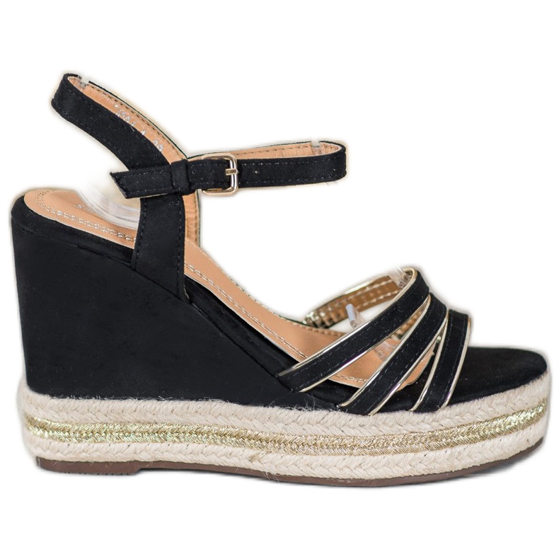 Small Swan Sandali con zeppa in pelle scamosciata nero