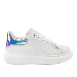 Sneakers bianche su suola spessa 650-3 bianco blu