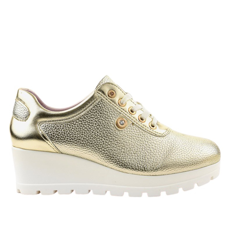 Sneakers con zeppa alla moda dorate JFL662-2 d'oro