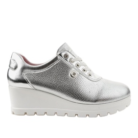 Sneakers con zeppa alla moda argento JFL662-2 grigio