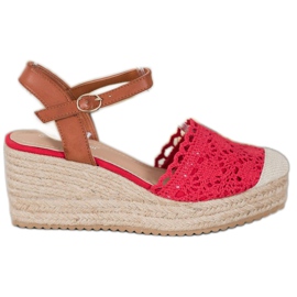 Small Swan Espadrillas con zeppa marrone rosso