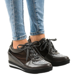 Sneakers in rete grigia sulla zeppa TL-29 grigio