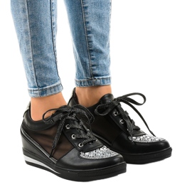 Sneakers in rete nera sulla zeppa TL-29 nero