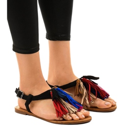 Sandali neri con frange 8839-194 nero