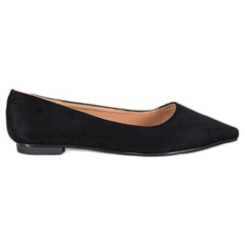 SHELOVET Ballerina In Pelle Scamosciata In Spitz nero