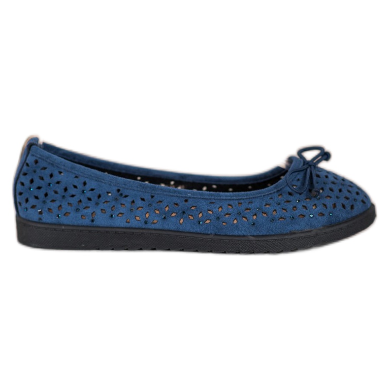 SHELOVET Ballerina traforata con fiocco blu