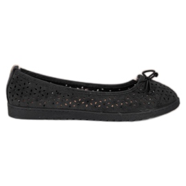 SHELOVET Ballerina traforata con fiocco nero
