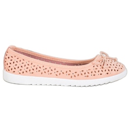 SHELOVET Ballerina traforata con fiocco marrone