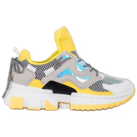 Seastar Sneakers alla moda con effetto olografico multicolore giallo