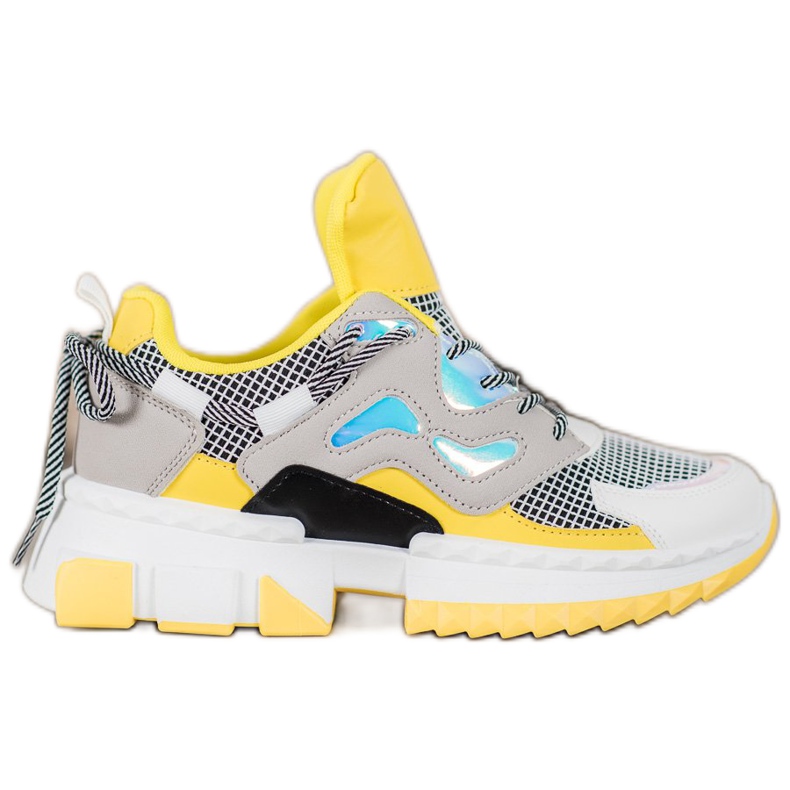 Seastar Sneakers alla moda con effetto olografico multicolore giallo
