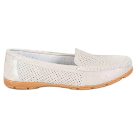 Mocassini In Pelle Con Glitter VINCEZA beige d'oro