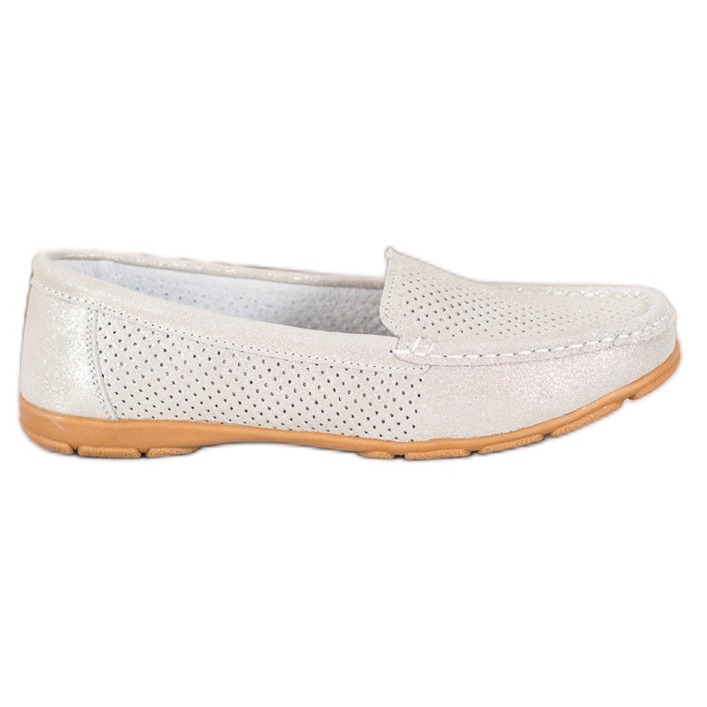 Mocassini In Pelle Con Glitter VINCEZA beige d'oro