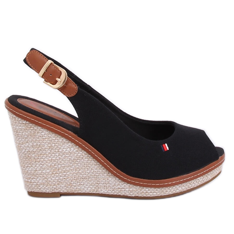 Sandali neri con zeppa R132P Black nero